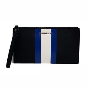 NWT MICHAEL KORS Striped JET SET ZIP CLUTCH WRISTLET